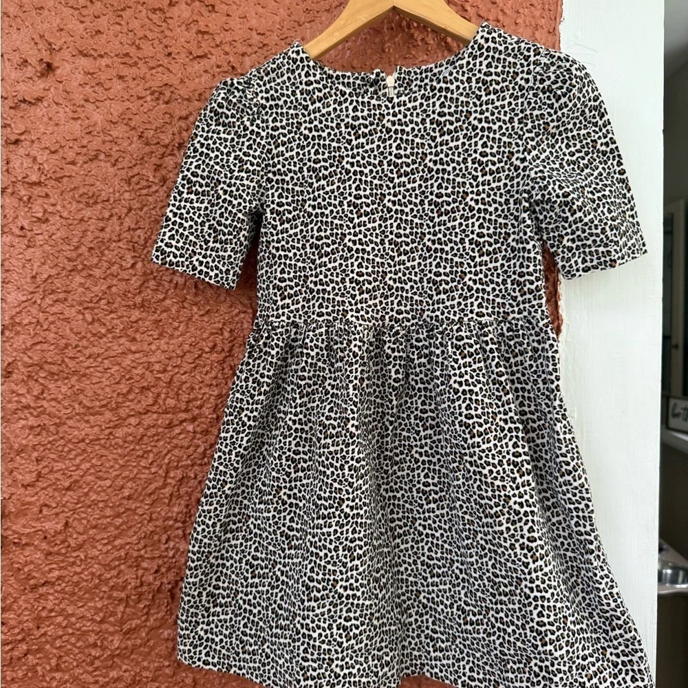 GAP Kids Tan and Brown Cheetah Print Corduroy Holiday Dress Girl's Size Small